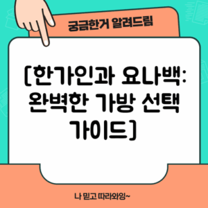 [한가인과 요나백: 완벽한 가방 선택 가이드]