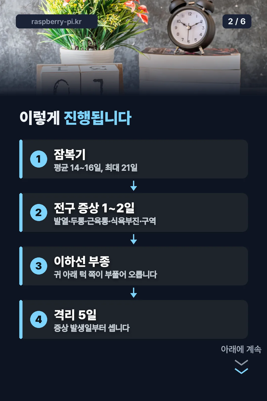 감염 경과 흐름