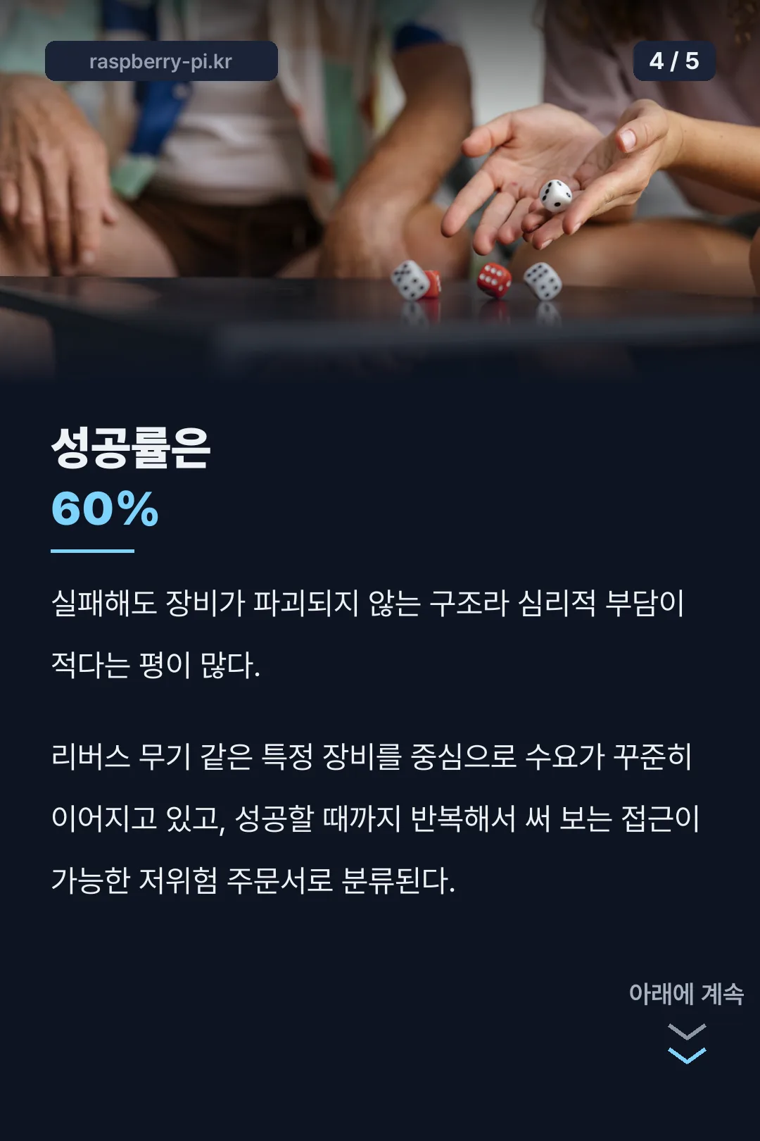 성공률 60% 저위험 주문서